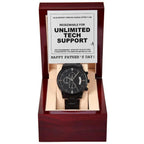 Gift for Dad - Redeem for Unlimited Tech Support - Black Chronograph Watch