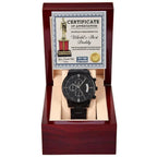 Dad Gift Certificate of World's Best Daddy Black Chronograph Watch