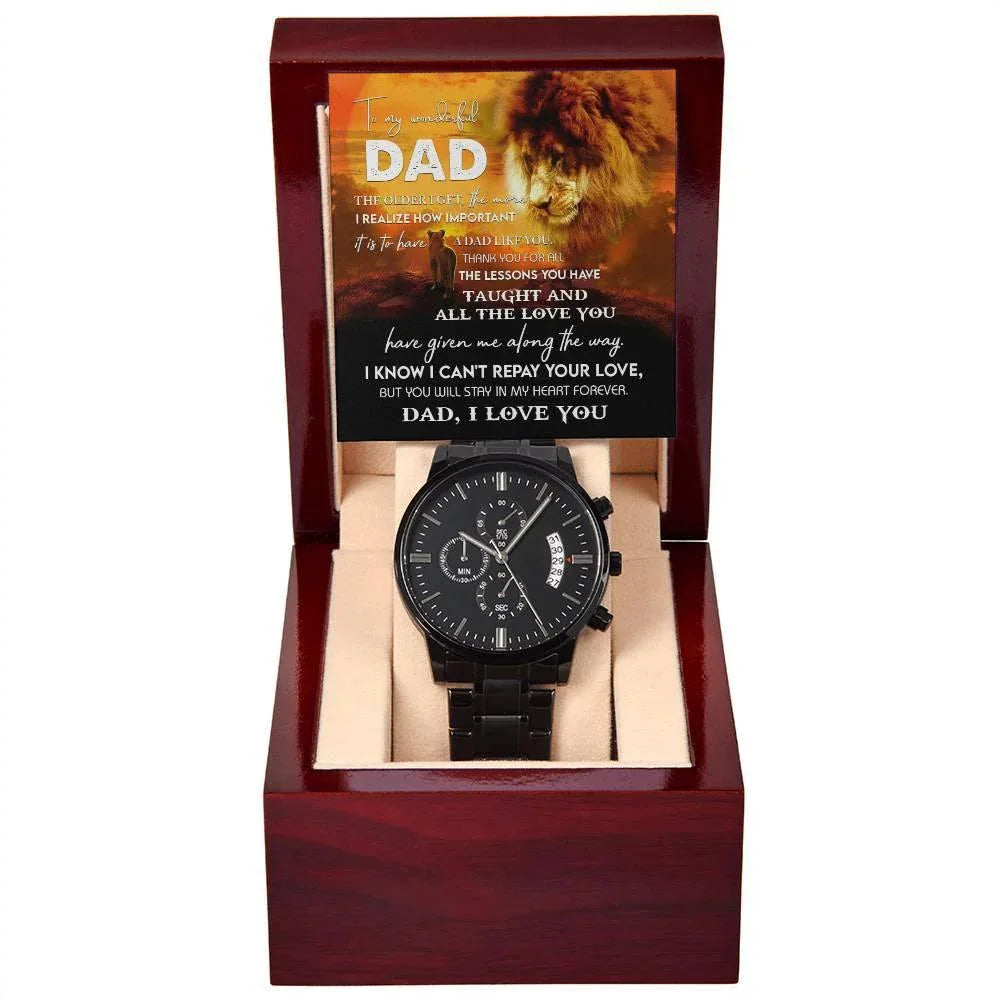 Dad Gift - Repay Your Love- Black Chronograph Watch