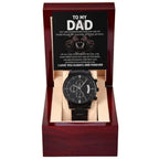 To My Dad Black Chronograph Watch – Hero Lion King Father Message Card Sentimental Father's Day Gift from Son or Daughter