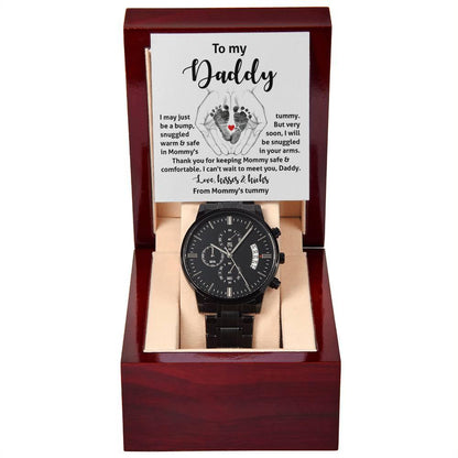 Gift for New Dad from the Baby Bump Black Chronograph Watch - Mallard Moon Gift Shop