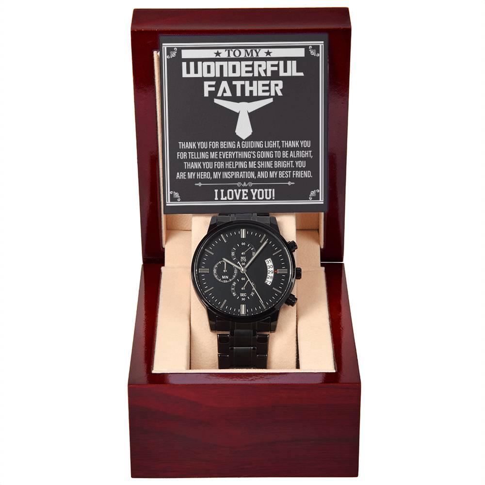 Dad Gift You Are My Guiding Light Black Chronograph Watch - Mallard Moon Gift Shop