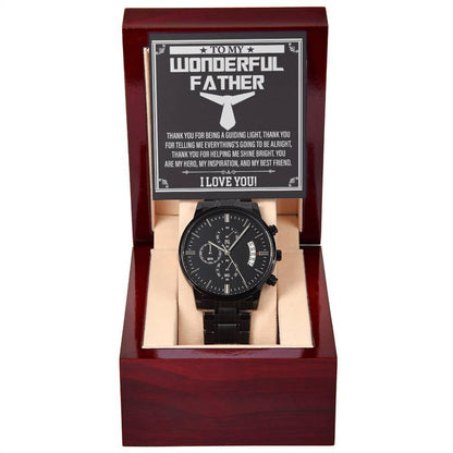 Dad Gift You Are My Guiding Light Black Chronograph Watch - Mallard Moon Gift Shop