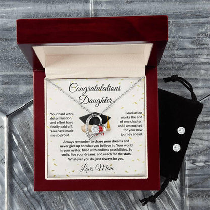 Daughter Graduation Gift Forever Love Heart Pendant Necklace and Earring Set - Mallard Moon Gift Shop