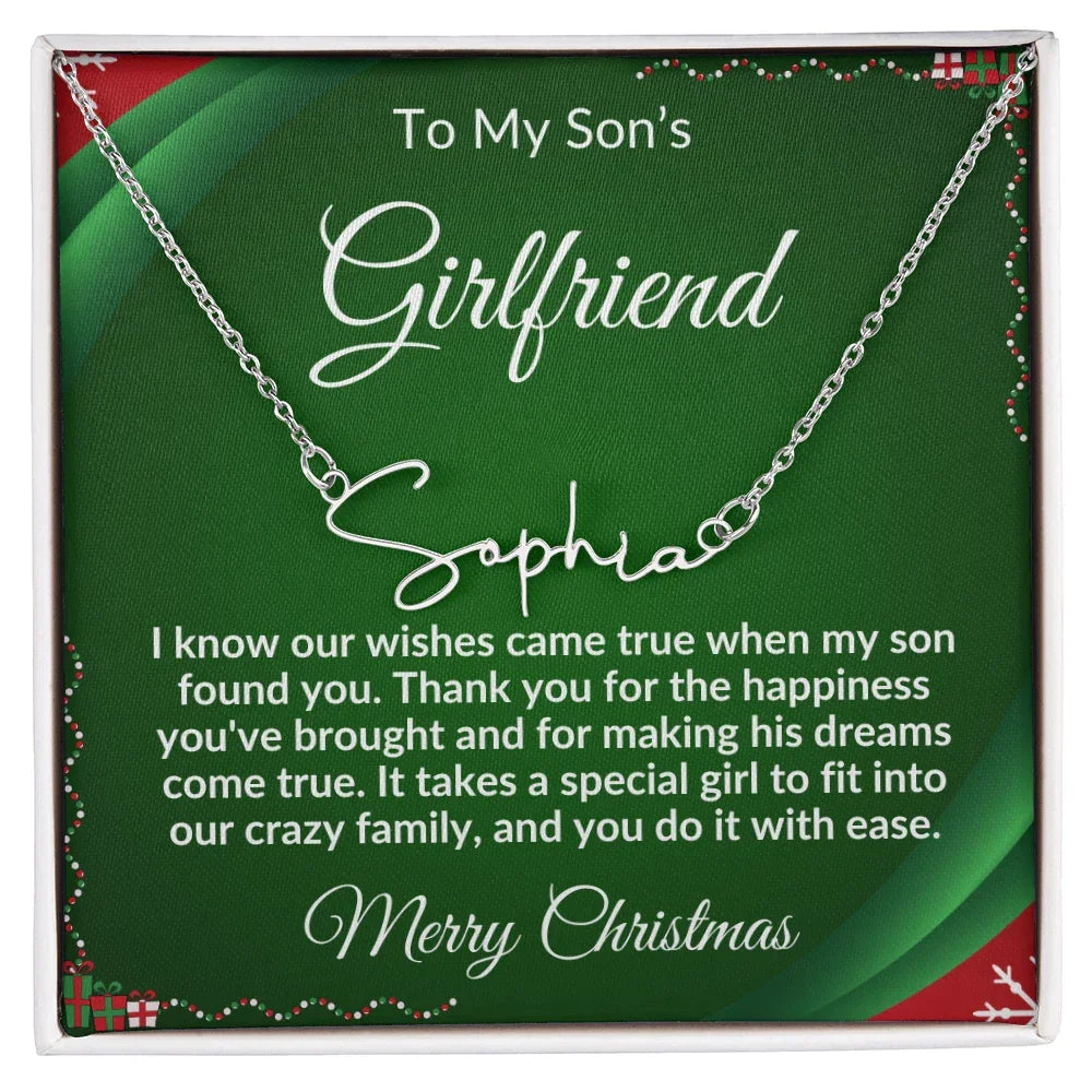 Gift for Son's Girlfriend - Our Crazy Family - Custom Script Name Necklace
