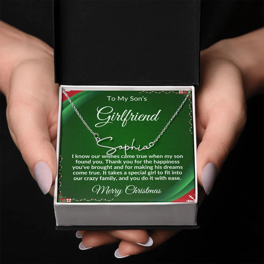 Gift for Son's Girlfriend - Our Crazy Family - Custom Script Name Necklace