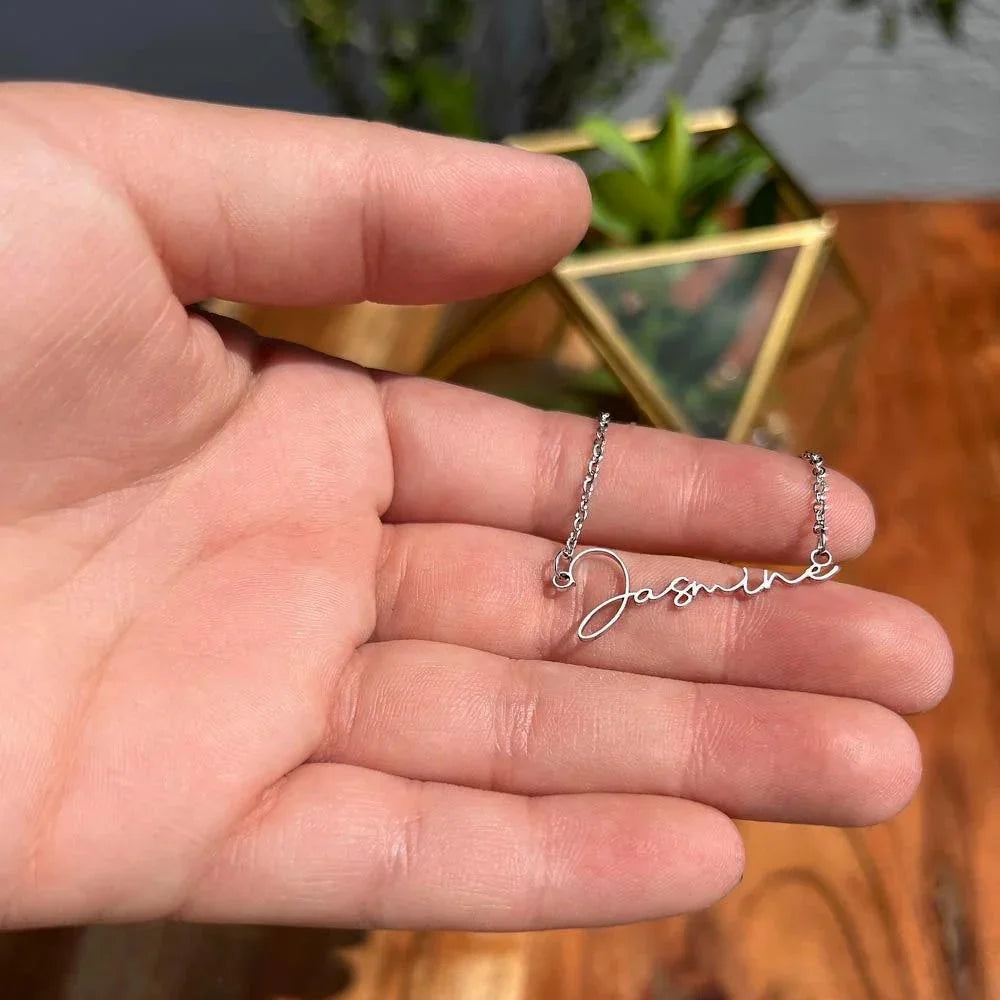 Gift for Son's Girlfriend - Our Crazy Family - Custom Script Name Necklace