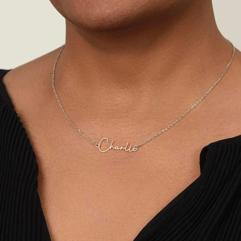 Gift for Son's Girlfriend - Our Crazy Family - Custom Script Name Necklace