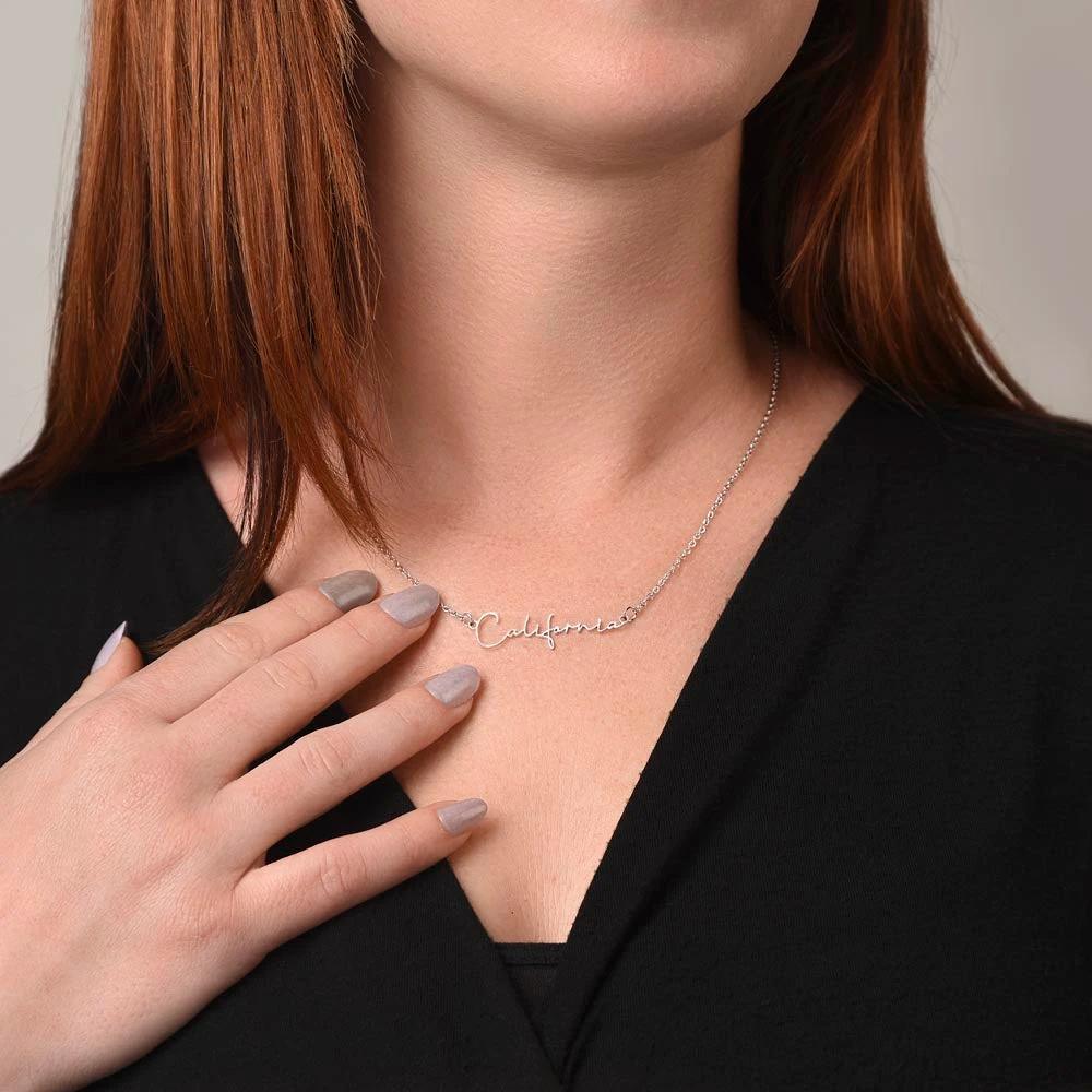Gift for Son's Girlfriend - Our Crazy Family - Custom Script Name Necklace