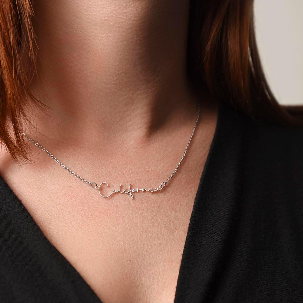 To My Stunning Bride on Our Wedding Day, I Take You to be My Wife Signature Style Name Necklace - Mallard Moon Gift Shop
