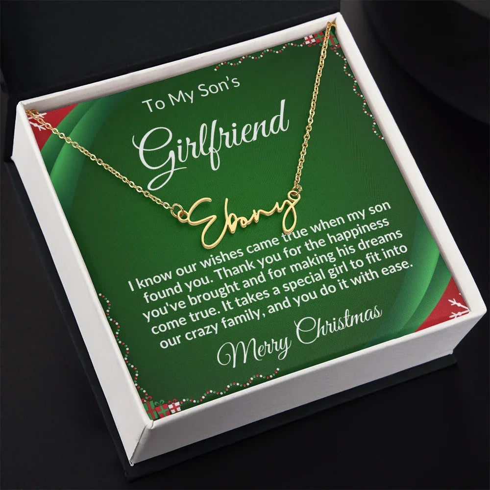 Gift for Son's Girlfriend - Our Crazy Family - Custom Script Name Necklace