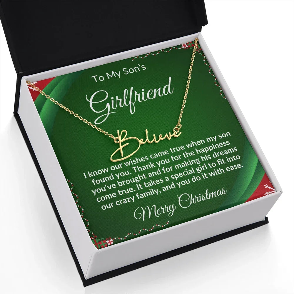 Gift for Son's Girlfriend - Our Crazy Family - Custom Script Name Necklace