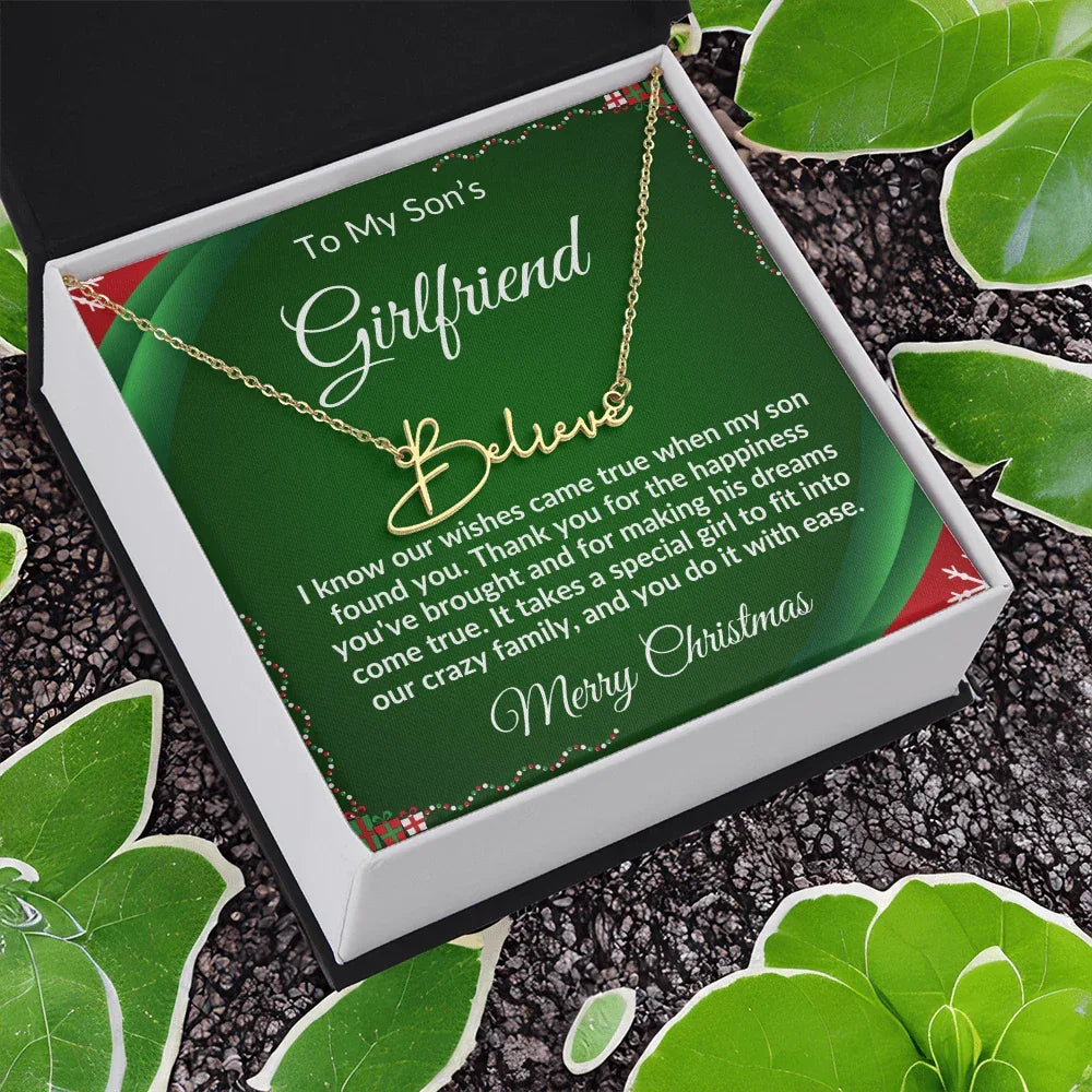 Gift for Son's Girlfriend - Our Crazy Family - Custom Script Name Necklace