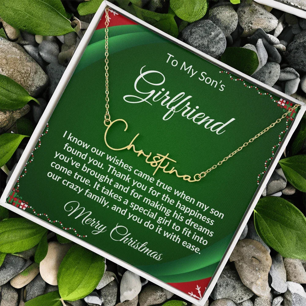 Gift for Son's Girlfriend - Our Crazy Family - Custom Script Name Necklace