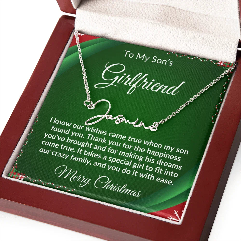 Gift for Son's Girlfriend - Our Crazy Family - Custom Script Name Necklace