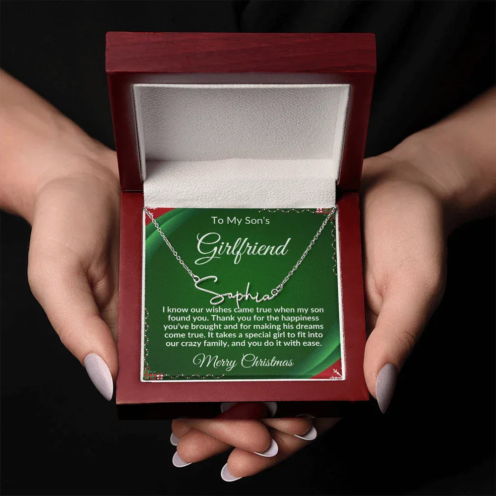 Gift for Son's Girlfriend - Our Crazy Family - Custom Script Name Necklace