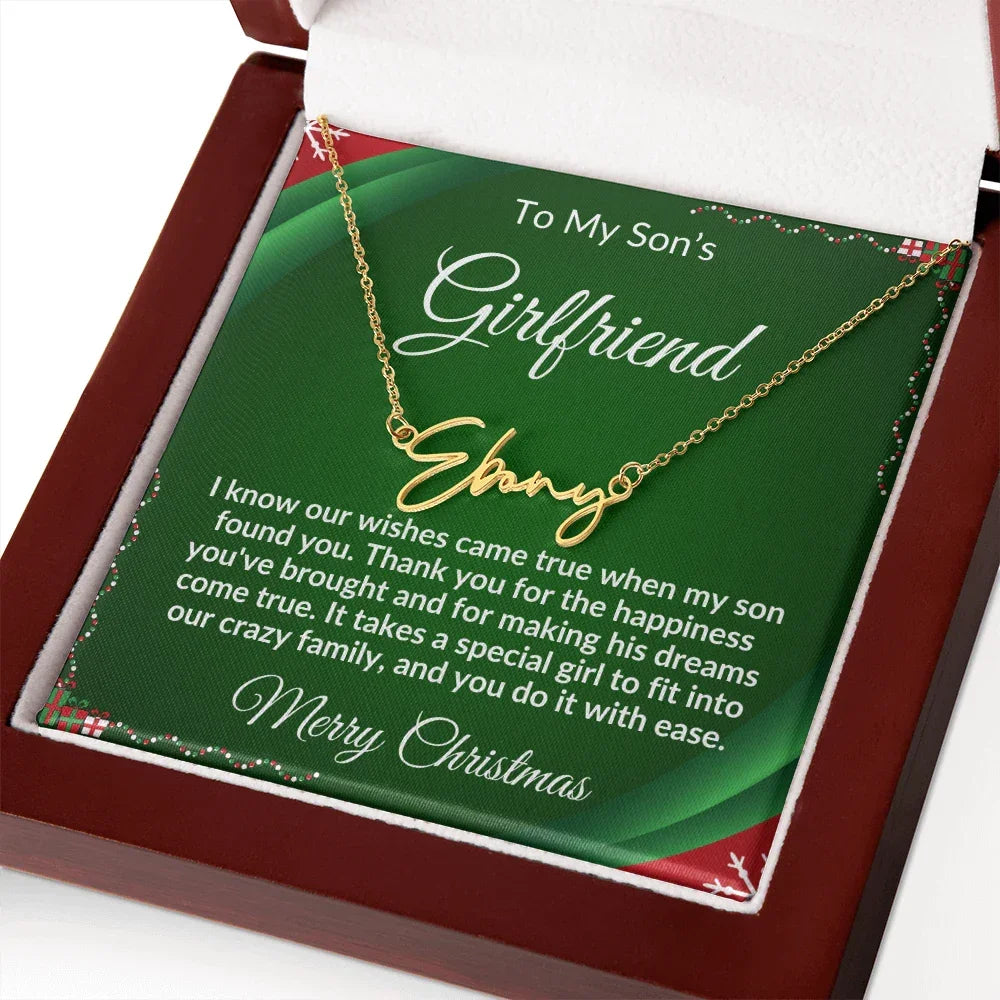 Gift for Son's Girlfriend - Our Crazy Family - Custom Script Name Necklace