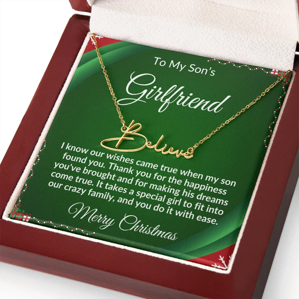 Gift for Son's Girlfriend - Our Crazy Family - Custom Script Name Necklace