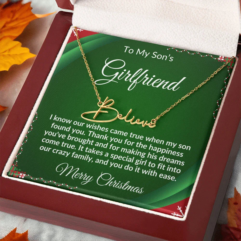 Gift for Son's Girlfriend - Our Crazy Family - Custom Script Name Necklace