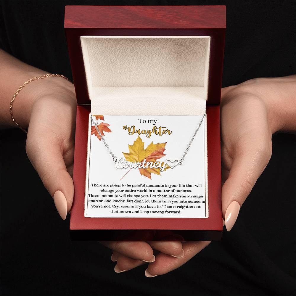 Daughter Birthday, Graduation, Christmas Inspirational Gift - Make You Stronger - Personalized Heart Name Necklace - Mallard Moon Gift Shop