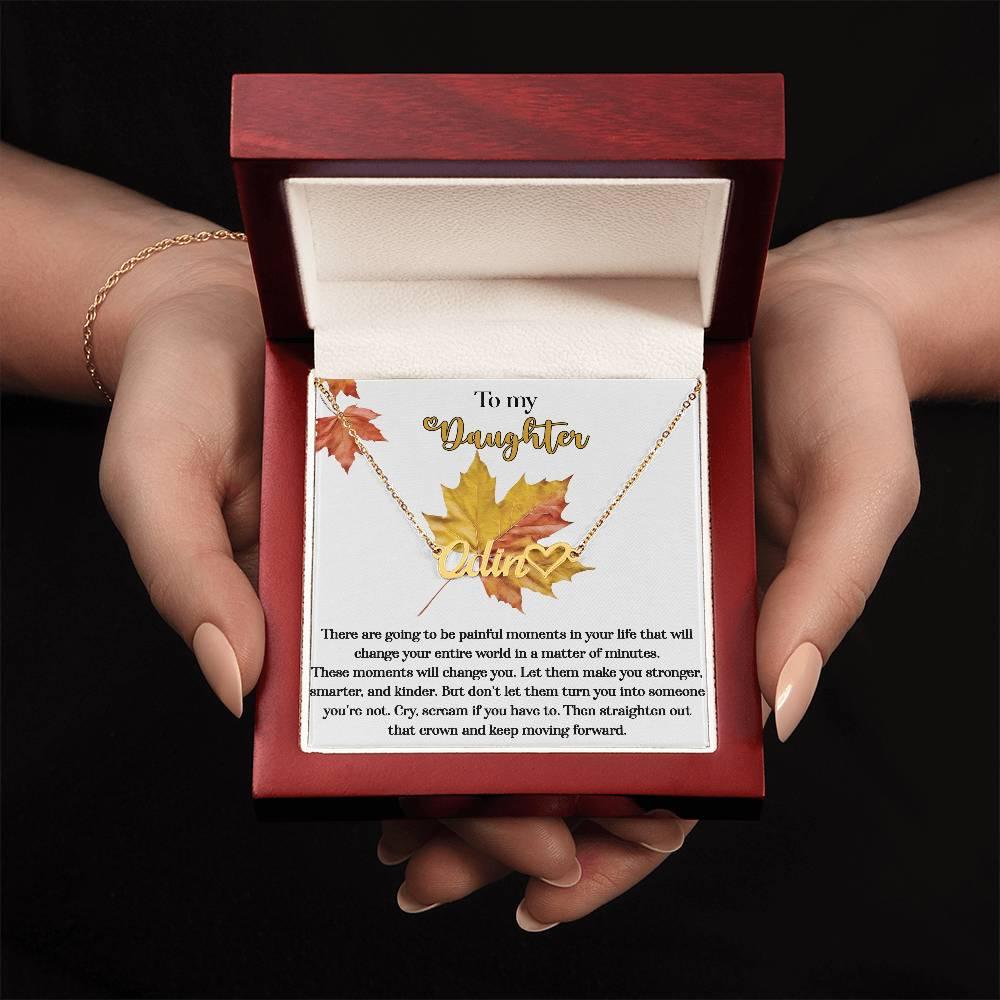 Daughter Birthday, Graduation, Christmas Inspirational Gift - Make You Stronger - Personalized Heart Name Necklace - Mallard Moon Gift Shop