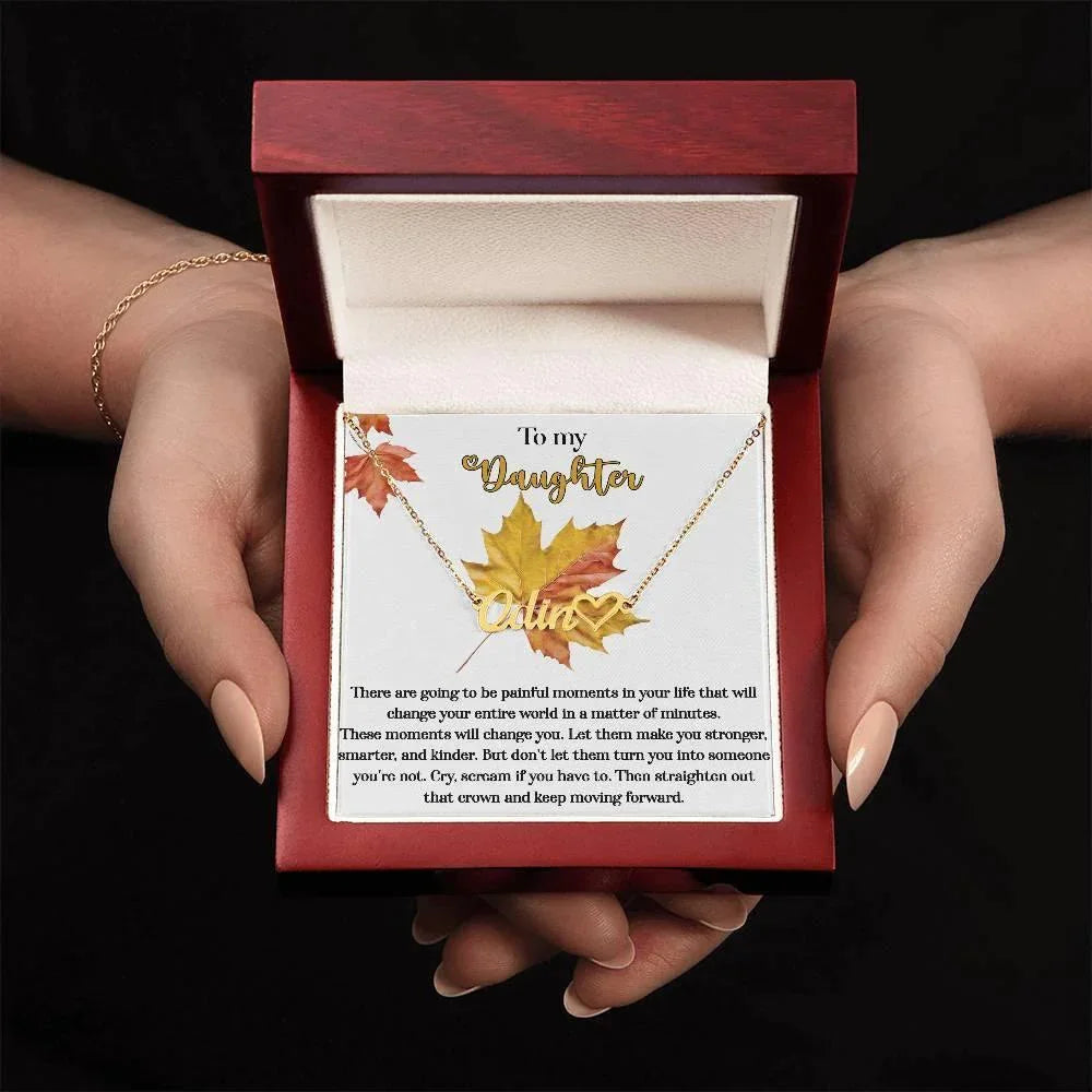 Daughter Birthday, Graduation, Christmas Inspirational Gift - Make You Stronger - Personalized Heart Name Necklace