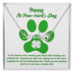 Dog Lover Paw Print Personalized Name Necklace Happy St. Paw-trick's Day