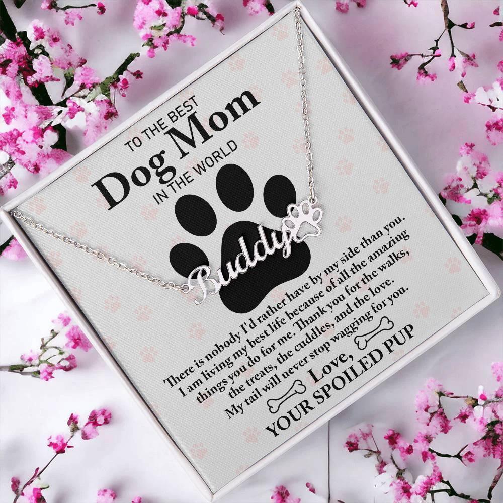 Personalized Pawprint Name Necklace for Dog Mom