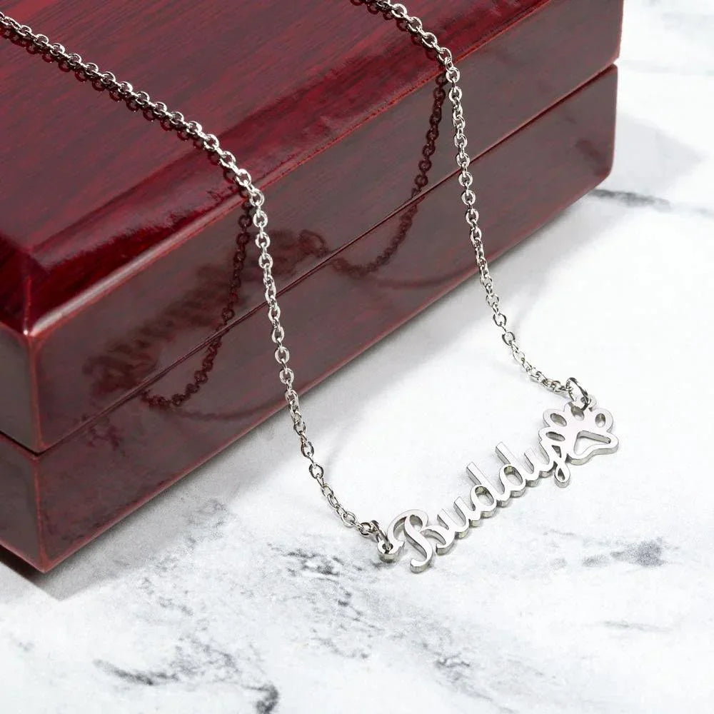 Dog Lover Paw Print Personalized Name Necklace Happy St. Paw-trick's Day