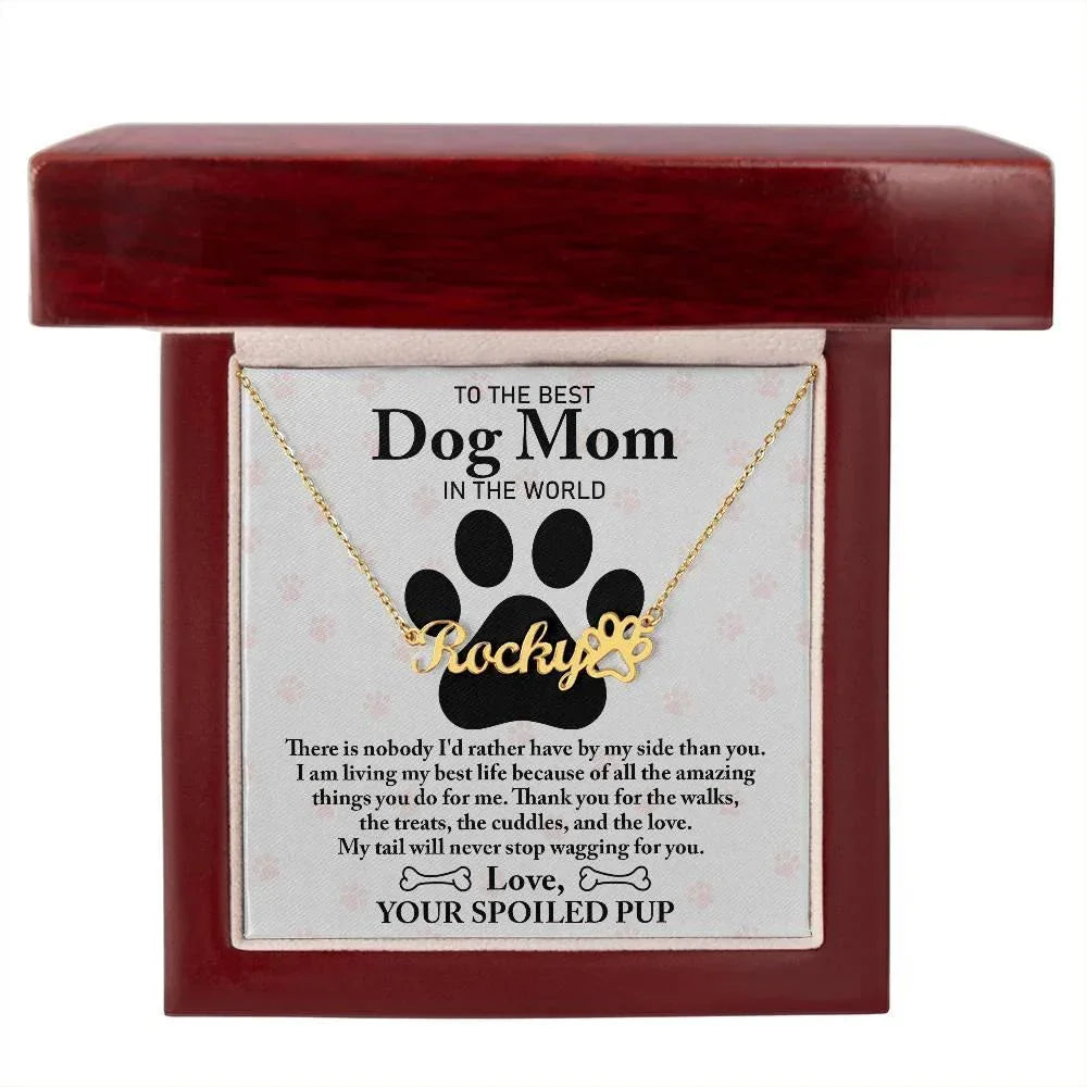 Personalized Pawprint Name Necklace for Dog Mom