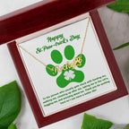 Dog Lover Paw Print Personalized Name Necklace Happy St. Paw-trick's Day