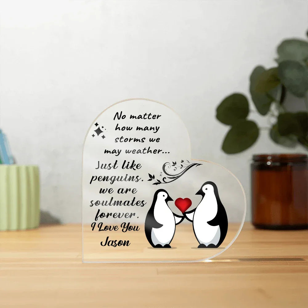 Soulmates Forever - Personalized Heart-Shaped Acrylic Plaque – A Timeless Love Keepsake