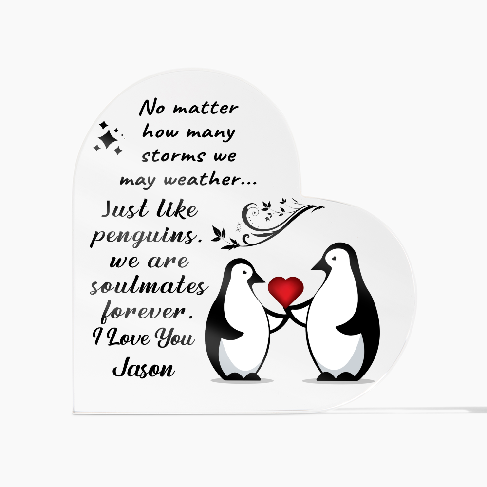 Soulmates Forever - Personalized Heart-Shaped Acrylic Plaque – A Timeless Love Keepsake - Mallard Moon Gift Shop