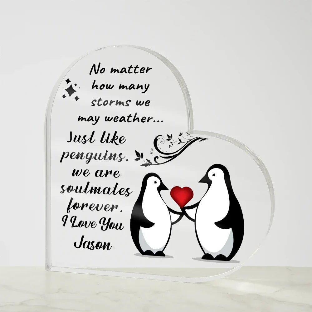 Soulmates Forever - Personalized Heart-Shaped Acrylic Plaque – A Timeless Love Keepsake