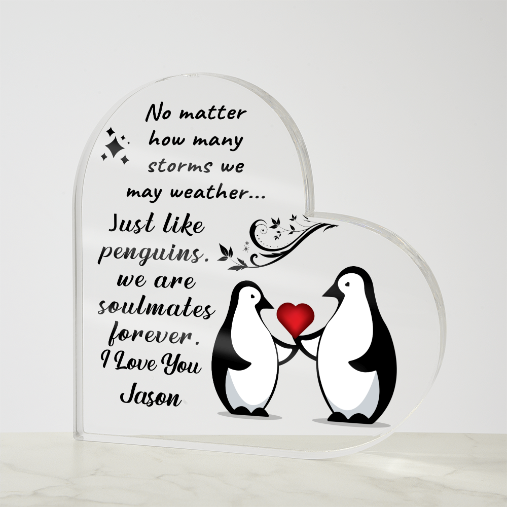 Soulmates Forever - Personalized Heart-Shaped Acrylic Plaque – A Timeless Love Keepsake - Mallard Moon Gift Shop