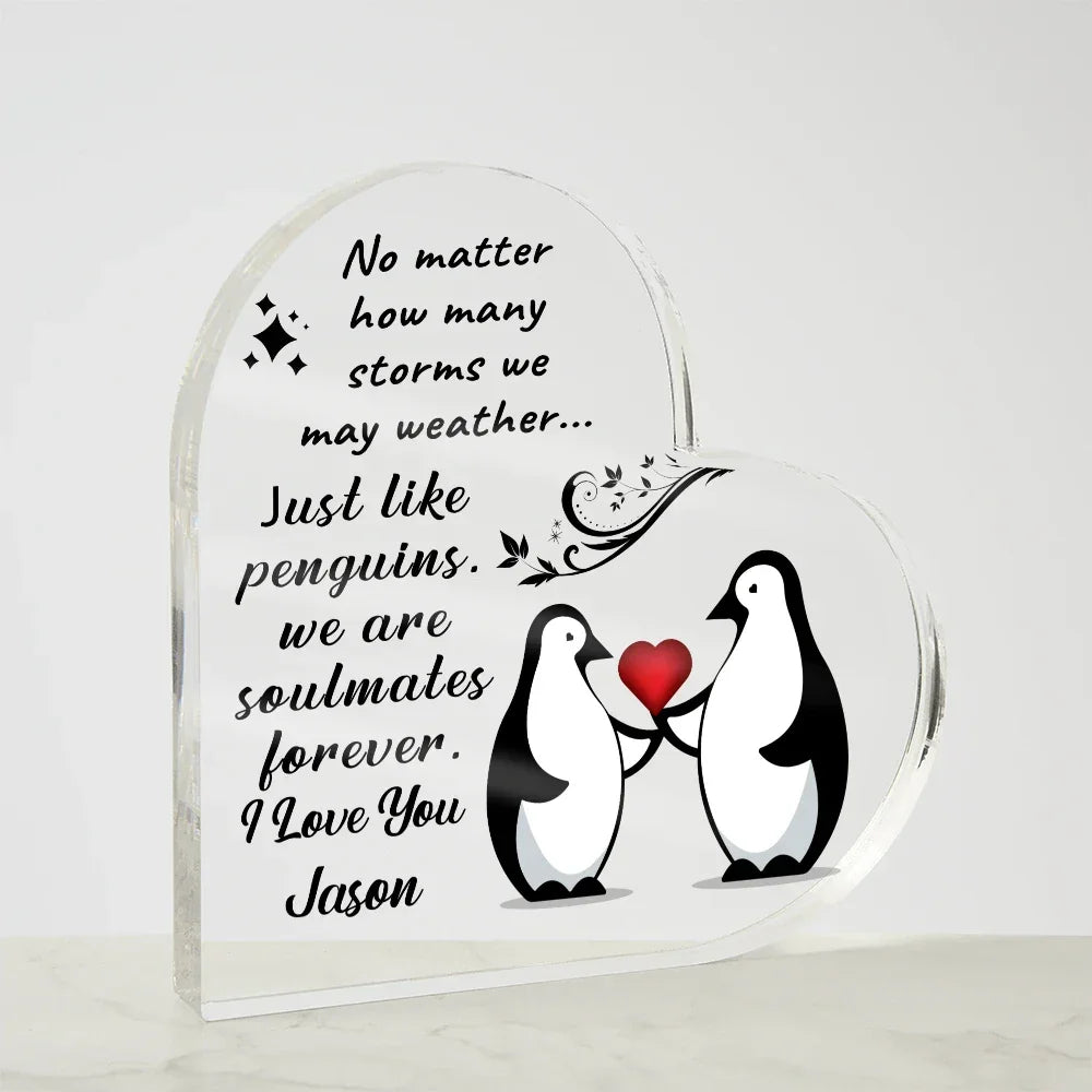 Soulmates Forever - Personalized Heart-Shaped Acrylic Plaque – A Timeless Love Keepsake