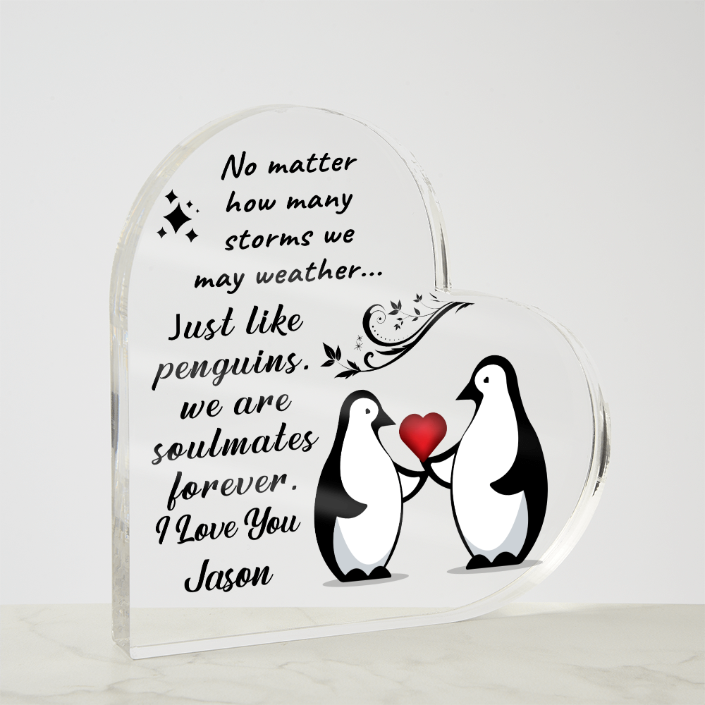 Soulmates Forever - Personalized Heart-Shaped Acrylic Plaque – A Timeless Love Keepsake - Mallard Moon Gift Shop
