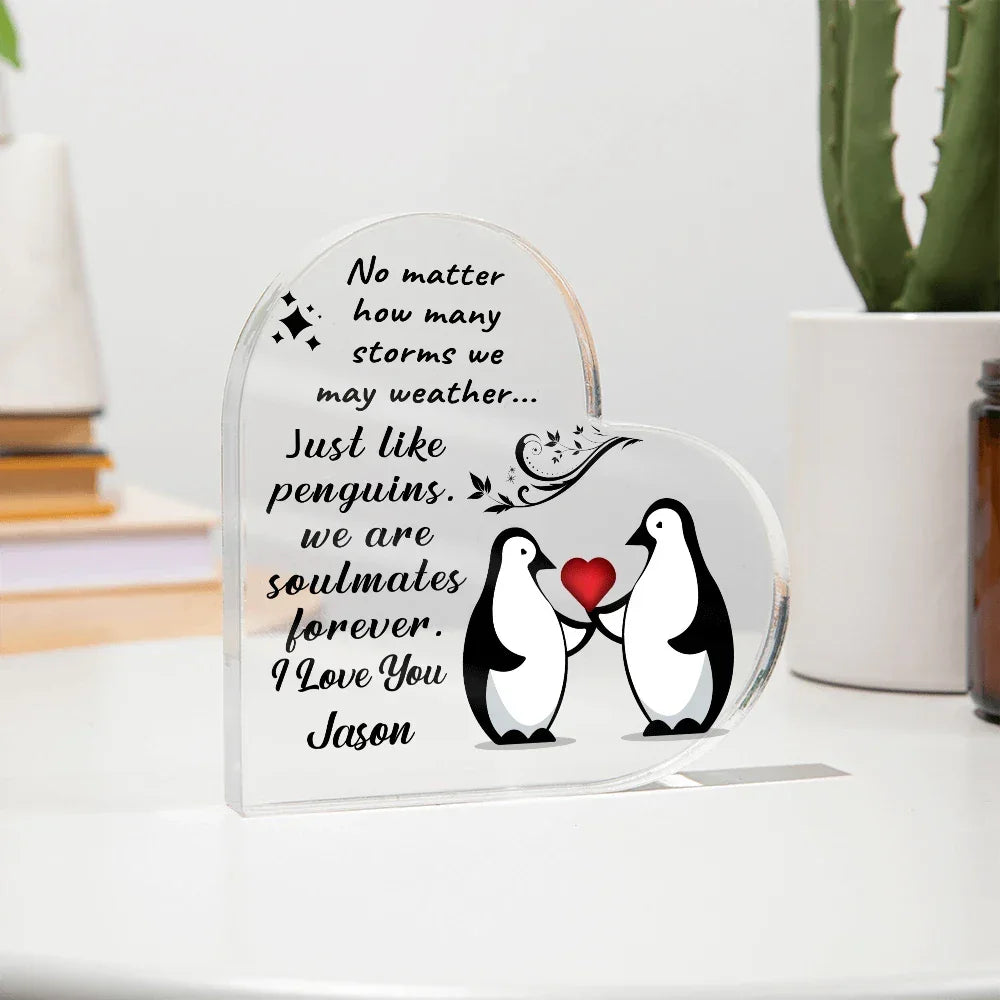 Soulmates Forever - Personalized Heart-Shaped Acrylic Plaque – A Timeless Love Keepsake