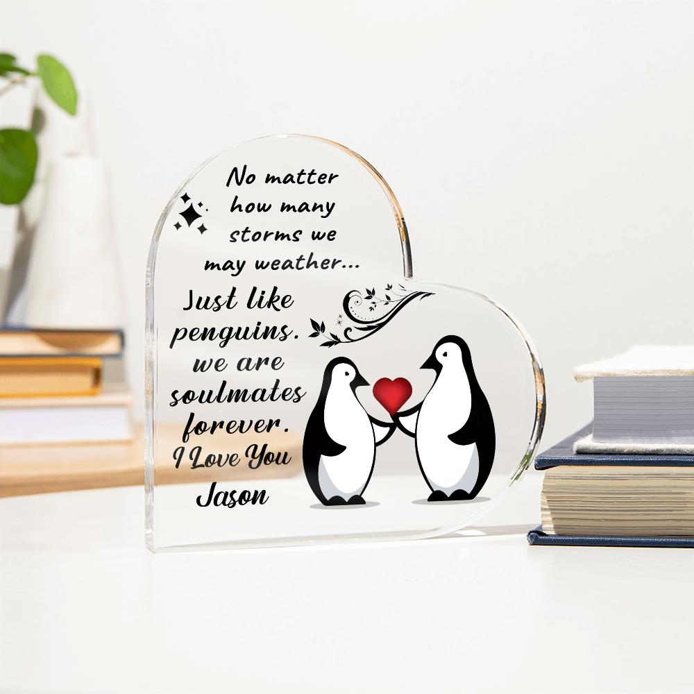 Soulmates Forever - Personalized Heart-Shaped Acrylic Plaque – A Timeless Love Keepsake - Mallard Moon Gift Shop