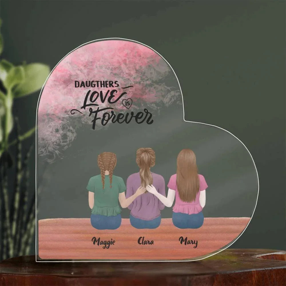 Mother and Daughters Personalized Acrylic Heart Plaque