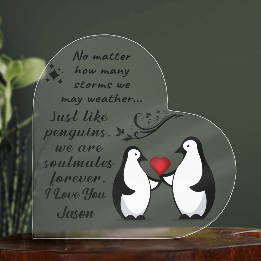Soulmates Forever - Personalized Heart-Shaped Acrylic Plaque – A Timeless Love Keepsake - Mallard Moon Gift Shop