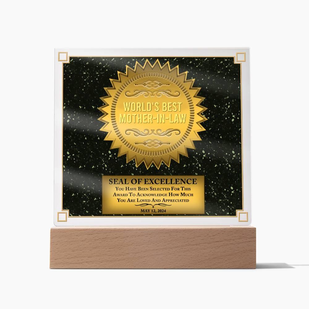 Mother-in-law Seal of Excellence Acrylic Plaque Mother's Day Gift - Mallard Moon Gift Shop