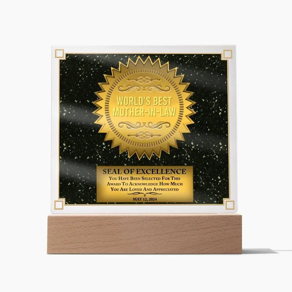Mother-in-law Seal of Excellence Acrylic Plaque Mother's Day Gift
