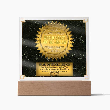 Mother-in-law Seal of Excellence Acrylic Plaque Mother's Day Gift - Mallard Moon Gift Shop