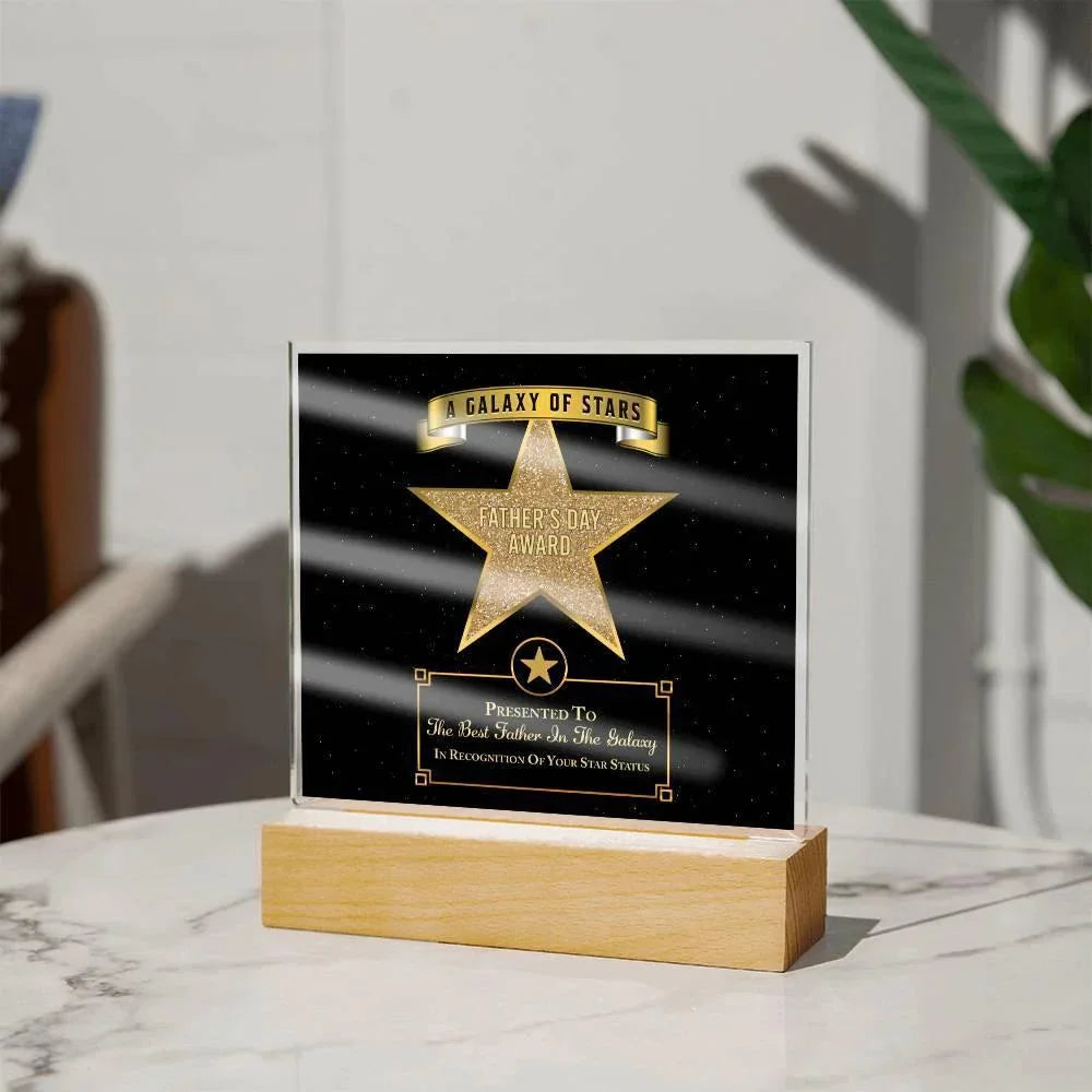 Father's Day Award for Best Father in the Galaxy Acrylic Plaque