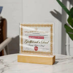 World’s Greatest Girlfriend’s Dad Certificate Acrylic LED Plaque – Funny & Respectful Father’s Day Gift from Daughter’s Boyfriend