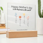 Mother Personalized Acrylic Plaque - Mom's Garden with Custom Message and Name Flowers