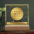 Gift for Father-in-Law Seal of Excellence Award World's Best Father-in-Law Acrylic Plaque