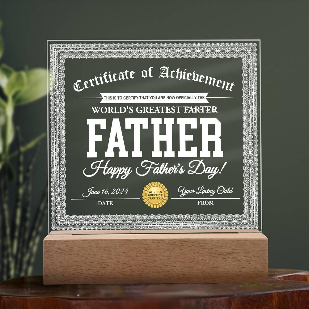 Dad Gift - World's Greatest Farter Funny Personalized Acrylic Plaque - Mallard Moon Gift Shop