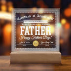 Funny Personalized Father's Day Gift "World’s Greatest Farter" Certificate Acrylic Plaque with LED Light Base